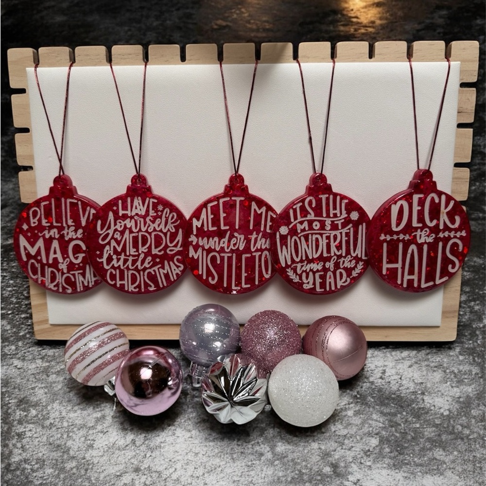 Hand Crafted Red Holiday Ornament Set